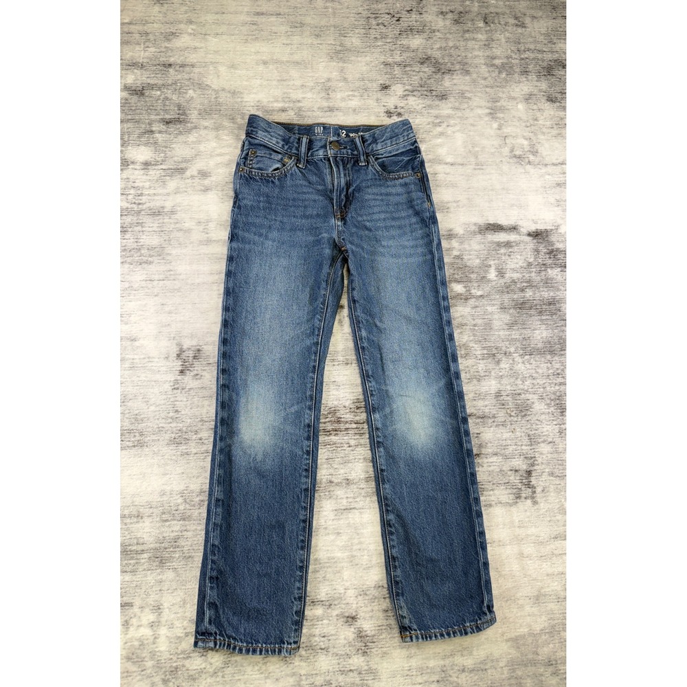 Gap Kids 90s Original Straight Jeans Medium Wash Blue Size 12 Slim Adjustable